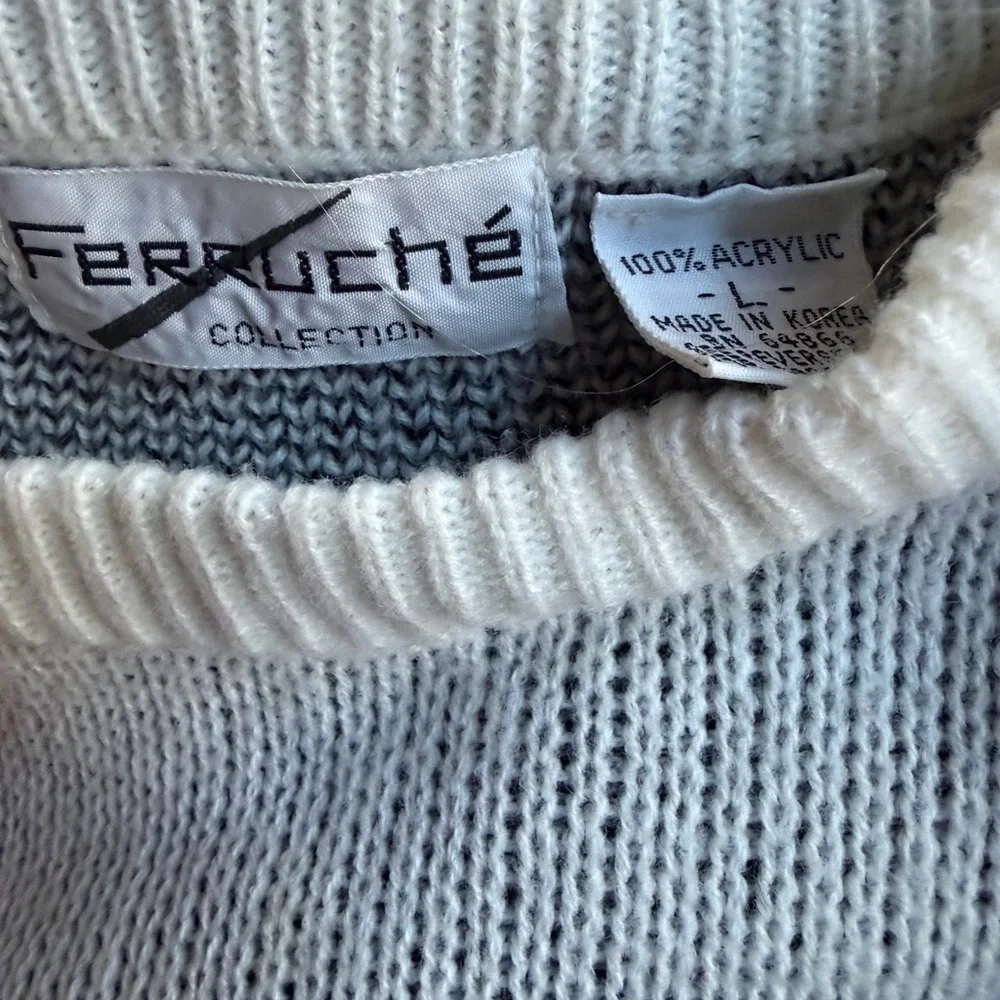 Late 1980s/Early 90s Ferruche Collection 100% Acrylic Drop Shoulder Crewneck Swe